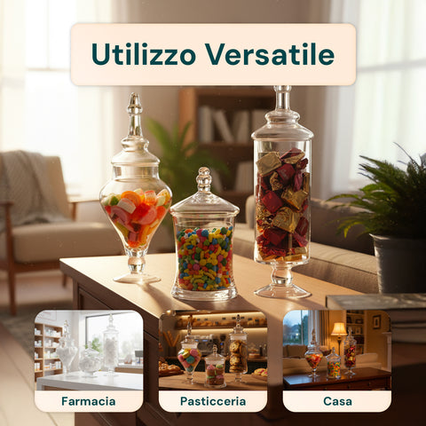 Barattoli di Vetro Multiuso con Coperchi Ermetici – Set da 3