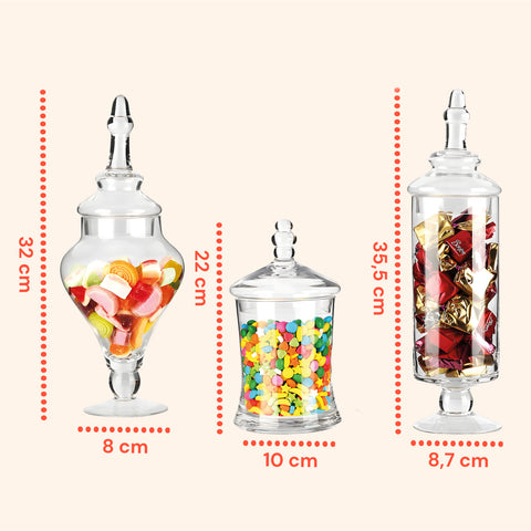 Barattoli di Vetro Multiuso con Coperchi Ermetici – Set da 3