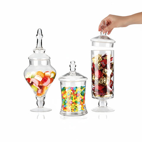 Barattoli di Vetro Multiuso con Coperchi Ermetici – Set da 3