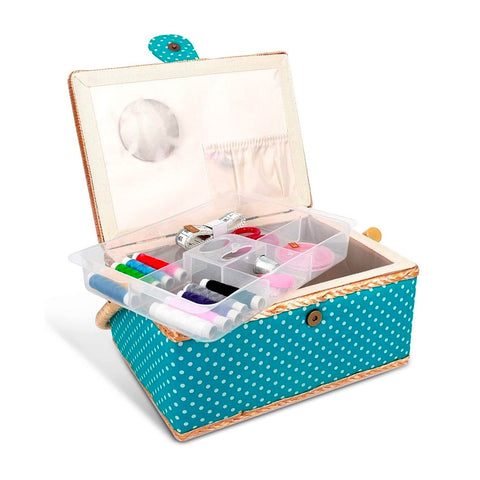 Cestino da Cucito con 76 Accessori Inclusi e Vassoio Estraibile