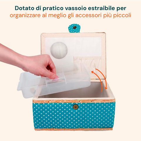 Cestino da Cucito con 76 Accessori Inclusi e Vassoio Estraibile