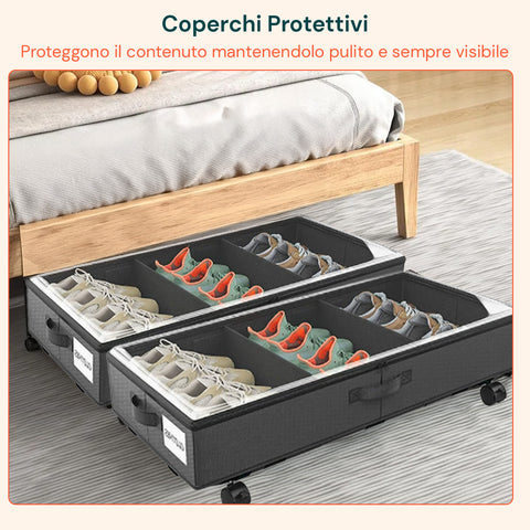 Contenitori Sottoletto con Ruote – Set 2 Pezzi XXL 54L Salvaspazio