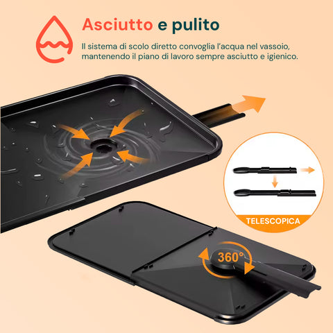 Scolapiatti Modulare Salvaspazio con Portaposate Estensibile 30/53 cm