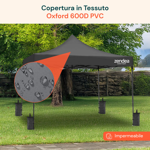 Gazebo Richiudibile 3x3 m Impermeabile con Borsa e Pesi Inclusi