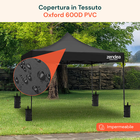 Gazebo Richiudibile 3x3 m Impermeabile con Borsa e Pesi Inclusi