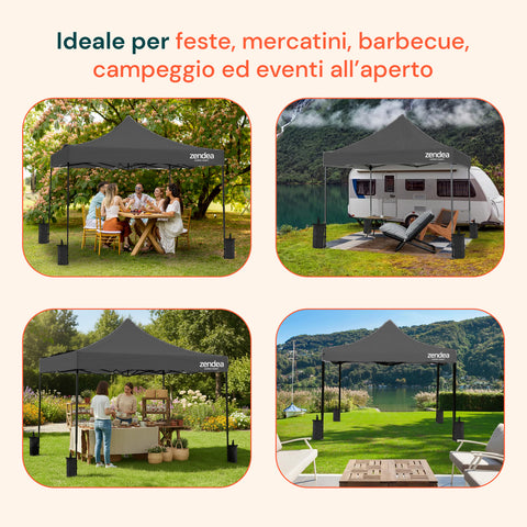 Gazebo Richiudibile 3x3 m Impermeabile con Borsa e Pesi Inclusi