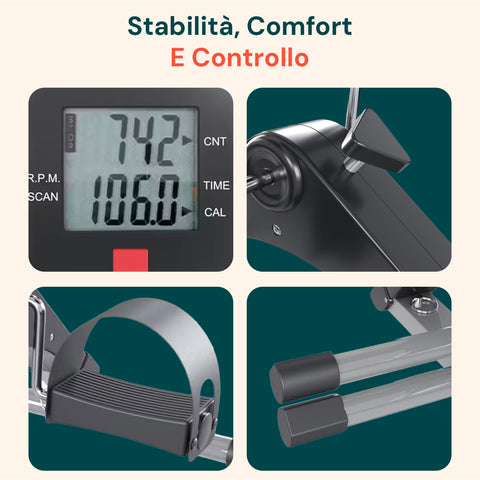 Pedaliera 2 in 1 Mini Bike Portatile per Allenamento Seduto e Riabilitazione