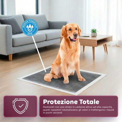 Tappetini Igienici al Carbone Attivo 60×60 – Set 50/300 Pezzi con Adesivi e Anti-Odore