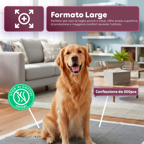 Tappetini Igienici al Carbone Attivo 60×60 – Set 50/300 Pezzi con Adesivi e Anti-Odore