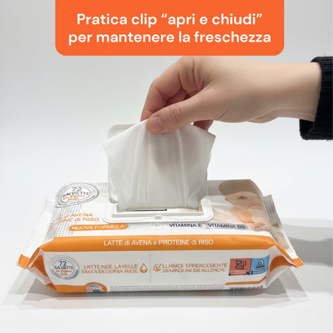 Salviettine Baby 72 / 864 pz – Morbide a Nido d’Ape Fragranza Latte d' Avena e Riso, Aloe o Crema al Talco