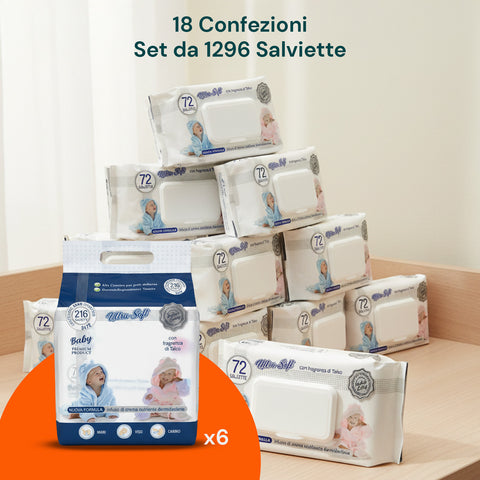 Salviette Neonato al Talco – 216 /1 296 Pz con Crema Dermolenitiva