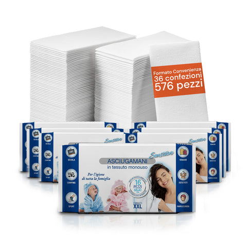 Asciugamani Monouso 68x40 cm – TNT XXL 16 / 576 Pz per Igiene Quotidiana
