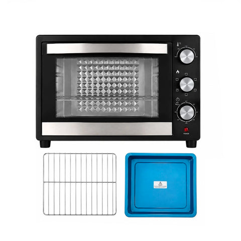 Forno Elettrico da Banco 45 Litri Ventilato con Timer e Doppio Vetro 1800W con Accessori