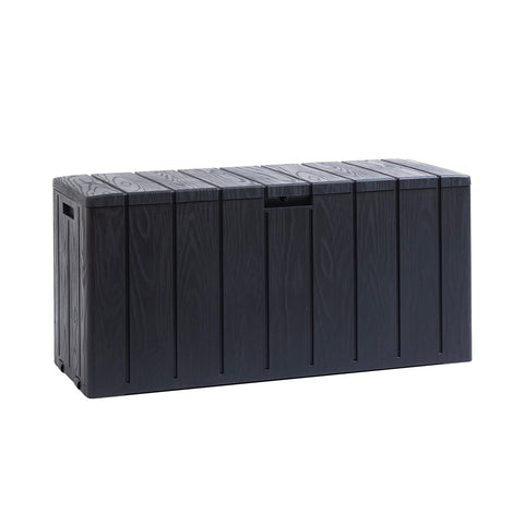 Baule Multiuso da 270 Litri in Resina Effetto Legno - Uso Interno ed Esterno con Seduta