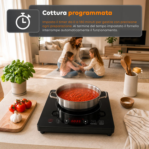 Fornello a Induzione Elettrico Monofuoco 2000W con Touch Control