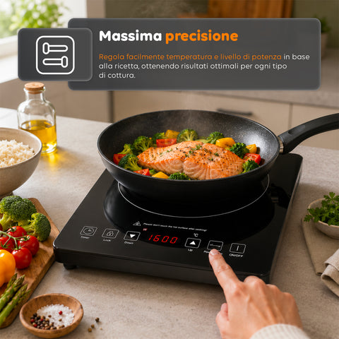 Fornello a Induzione Elettrico Monofuoco 2000W con Touch Control