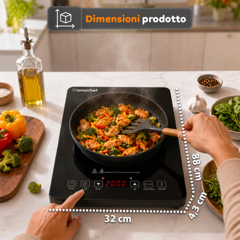 Fornello a Induzione Elettrico Monofuoco 2000W con Touch Control
