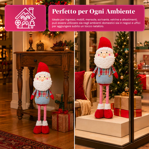 Babbo Natale Estensibile in Tessuto con Gambe Allungabili – Decorazione Natalizia