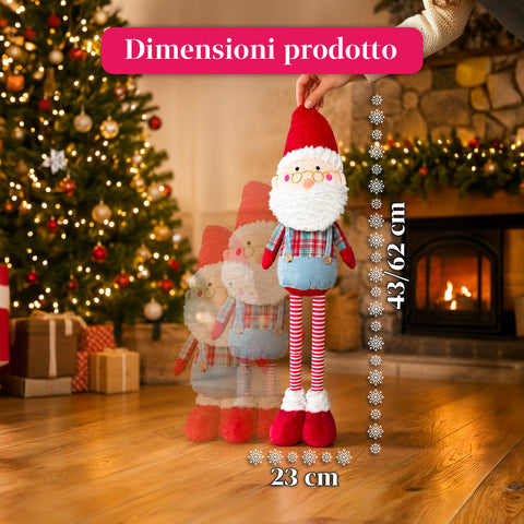 Babbo Natale Estensibile in Tessuto con Gambe Allungabili – Decorazione Natalizia