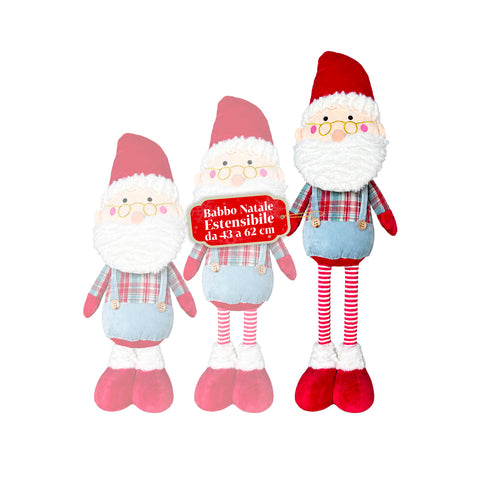 Babbo Natale Estensibile in Tessuto con Gambe Allungabili – Decorazione Natalizia