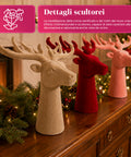 Testa di Cervo Decorativa Set 3 Pezzi Effetto Velluto 32x20x28 cm, Soprammobile Design Natalizio