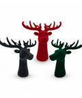 Testa di Cervo Decorativa Set 3 Pezzi Effetto Velluto 32x20x28 cm, Soprammobile Design Natalizio