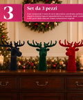 Testa di Cervo Decorativa Set 3 Pezzi Effetto Velluto 32x20x28 cm, Soprammobile Design Natalizio