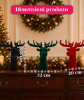 Testa di Cervo Decorativa Set 3 Pezzi Effetto Velluto 32x20x28 cm, Soprammobile Design Natalizio