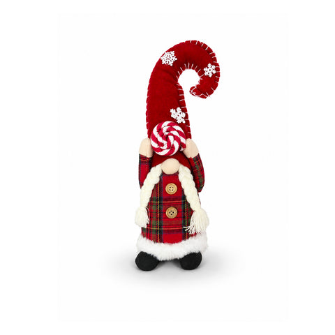 Gnomo di Natale Decorativo in Tessuto Morbido, Soprammobile Natalizio con Cappello Lungo e Fiocchi di Neve, Disponibile in 35 e 50 cm