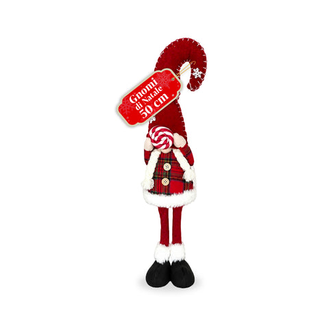 Gnomo di Natale Decorativo in Tessuto Morbido, Soprammobile Natalizio con Cappello Lungo e Fiocchi di Neve, Disponibile in 35 e 50 cm