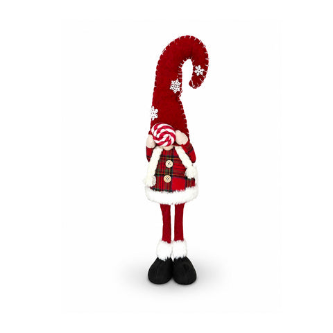 Gnomo di Natale Decorativo in Tessuto Morbido, Soprammobile Natalizio con Cappello Lungo e Fiocchi di Neve, Disponibile in 35 e 50 cm