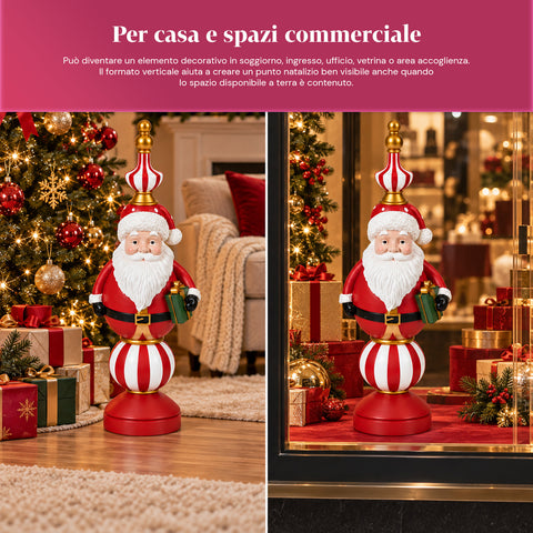 Statuetta Natalizia 76 cm in Resina, Decorazione Babbo Natale e Soldatino Schiaccianoci, Bianco o Rosso