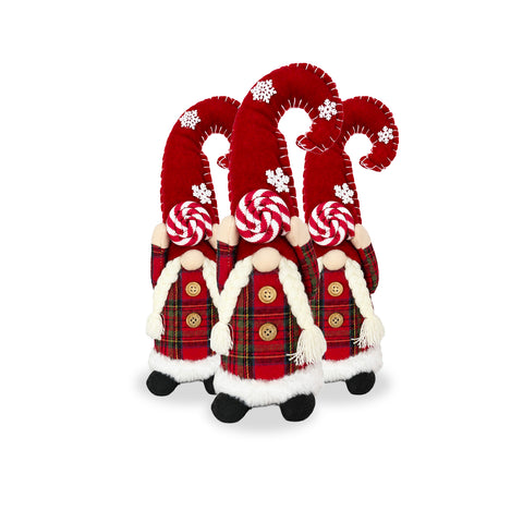 Gnomo di Natale Decorativo in Tessuto Morbido, Soprammobile Natalizio con Cappello Lungo e Fiocchi di Neve, Disponibile in 35 e 50 cm