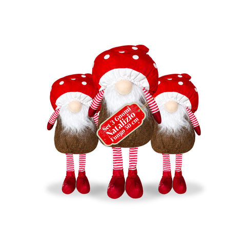 Gnomo Natalizio Fungo con Barba 50 cm, Ornamento Decorativo di Natale