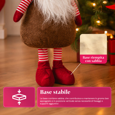 Gnomo Natalizio Fungo con Barba 50 cm, Ornamento Decorativo di Natale