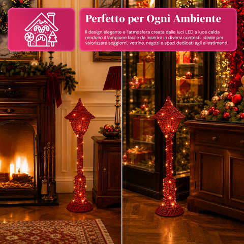 Lampione Decorativo Natalizio 90 cm Glitterato con Luci LED –  3 Colori