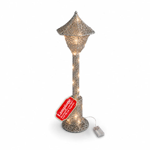 Lampione Decorativo Natalizio 90 cm Glitterato con Luci LED –  3 Colori