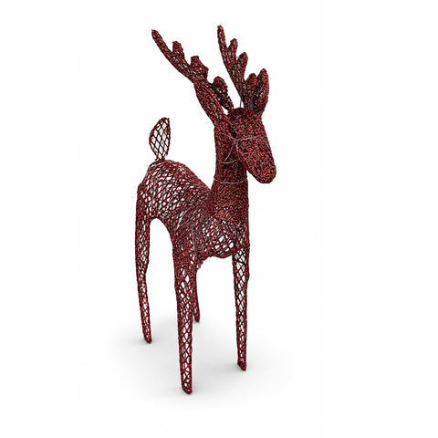 Renna Luminosa 90 cm Glitter con LED Luce Calda | Decorazione Natalizia in Vimini – 2 Finiture, 3 Colori