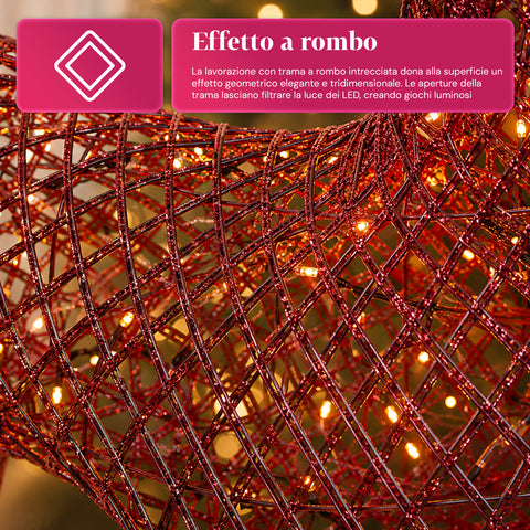 Renna Luminosa 90 cm Glitter con LED Luce Calda | Decorazione Natalizia in Vimini – 2 Finiture, 3 Colori