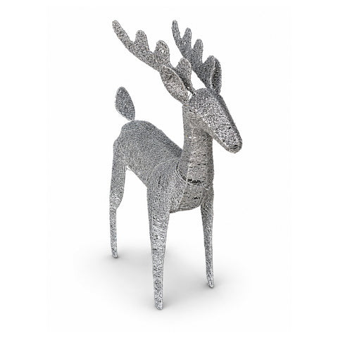 Renna Luminosa 90 cm Glitter con LED Luce Calda | Decorazione Natalizia in Vimini – 2 Finiture, 3 Colori