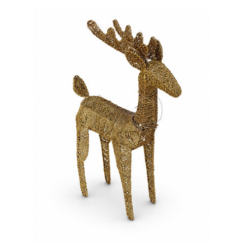 Renna Luminosa 90 cm Glitter con LED Luce Calda | Decorazione Natalizia in Vimini – 2 Finiture, 3 Colori