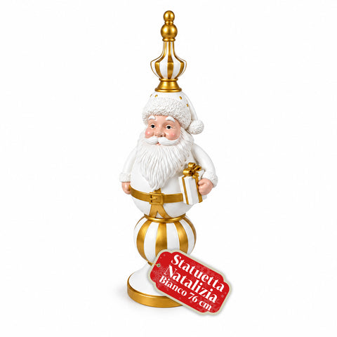 Statuetta Natalizia 76 cm in Resina, Decorazione Babbo Natale e Soldatino Schiaccianoci, Bianco o Rosso