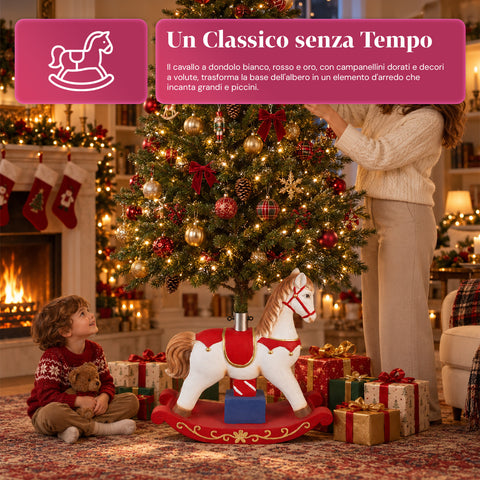 Base per Albero di Natale Decorativa fino a 180 cm – 7 Soggetti Dipinti a Mano in Ferro e Magnesio, Modelli con Luci LED, Aggancio Ø 4 cm