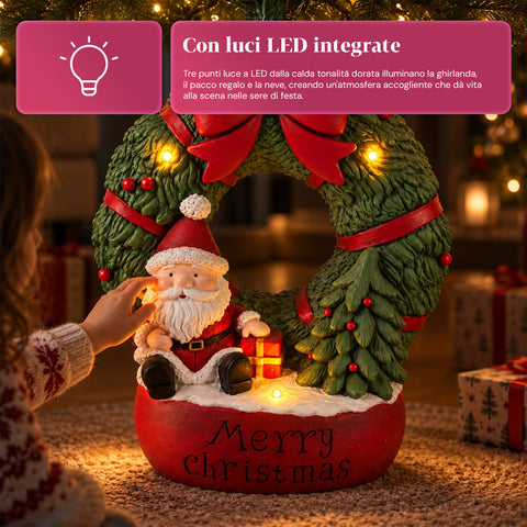 Base per albero di Natale decorativa, 10 soggetti, in ferro e magnesio, aggancio universale, alberi fino a 210 cm, 2 modelli con luci LED