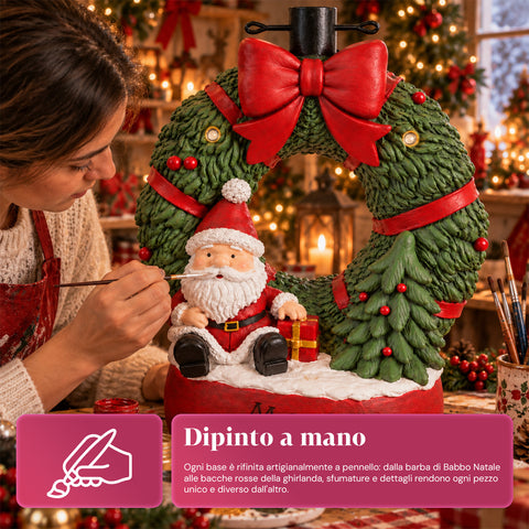 Base per albero di Natale decorativa, 10 soggetti, in ferro e magnesio, aggancio universale, alberi fino a 210 cm, 2 modelli con luci LED