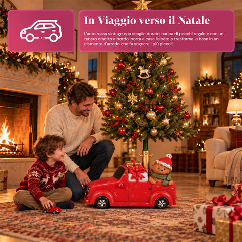 Base per albero di Natale decorativa, 10 soggetti, in ferro e magnesio, aggancio universale, alberi fino a 210 cm, 2 modelli con luci LED
