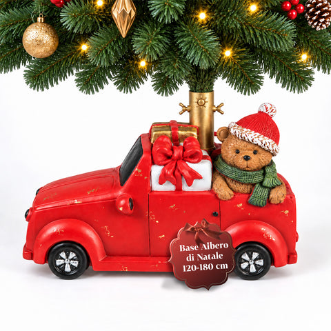 Base per albero di Natale decorativa, 10 soggetti, in ferro e magnesio, aggancio universale, alberi fino a 210 cm, 2 modelli con luci LED