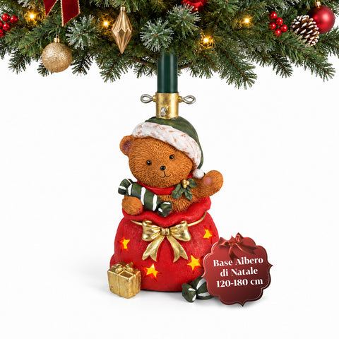 Base per albero di Natale decorativa, 10 soggetti, in ferro e magnesio, aggancio universale, alberi fino a 210 cm, 2 modelli con luci LED