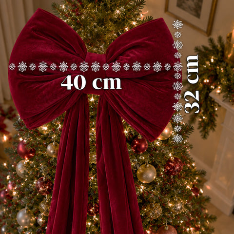 Fiocco Grande in Velluto Rosso 190 cm – Ornamento Imbottito con Gancio, Decorazione per Porta, Albero e Interni