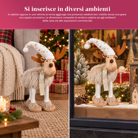 Renna Natalizia Grande 63 cm in Peluche Morbido – Decorazione Natale con Zampe Appesantite | 4 Colori